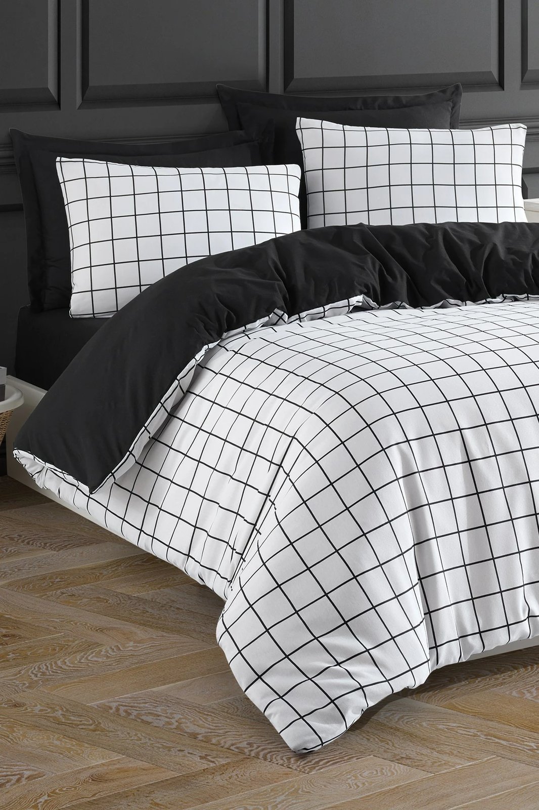 Set mbulesë për jorgan Super King, Artus, ngjyrë e zezë dhe e bardhë