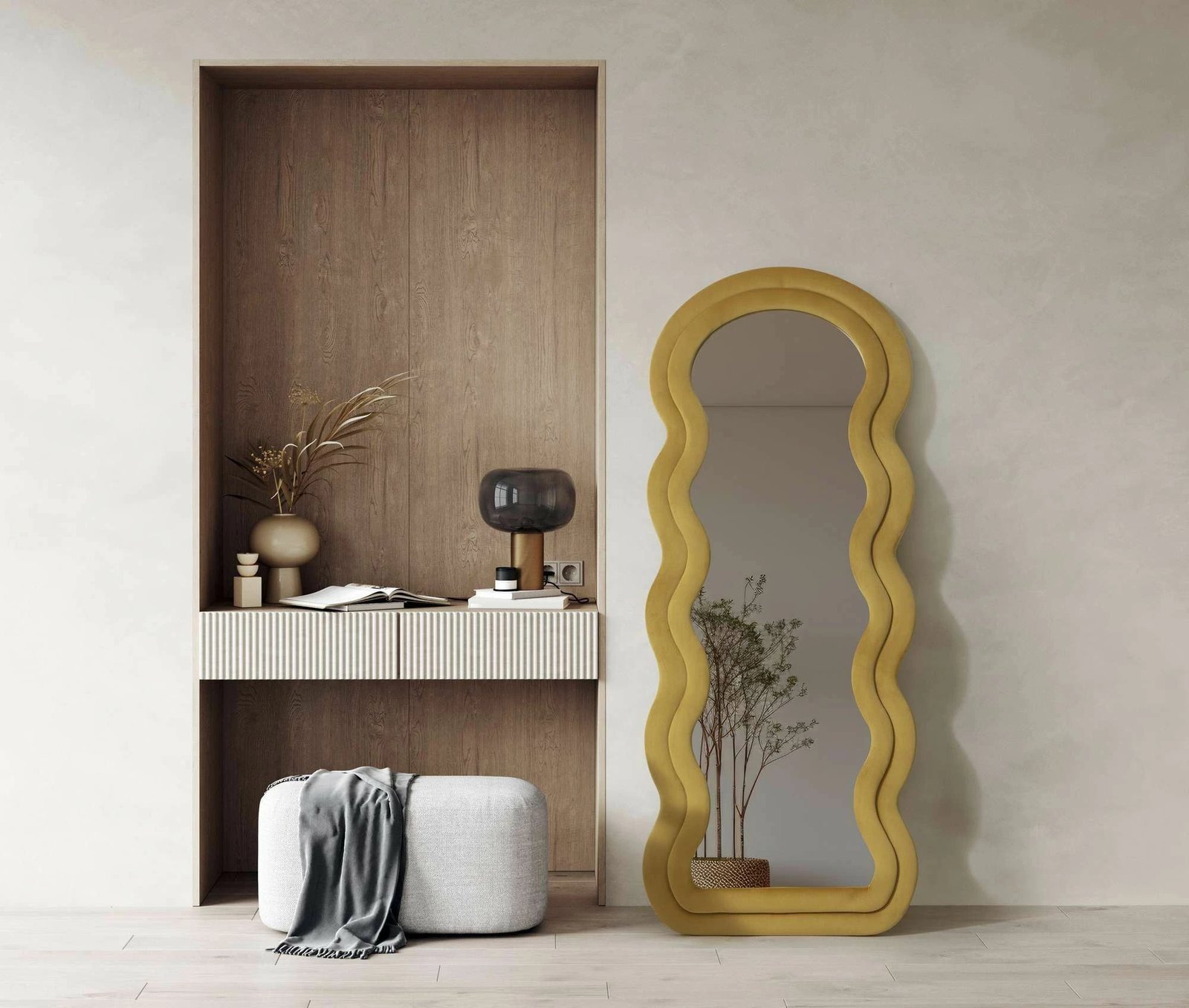 Pasqyrë Cheval, ngjyrë e verdhë, Skye Decor, Mia, 65x170cm