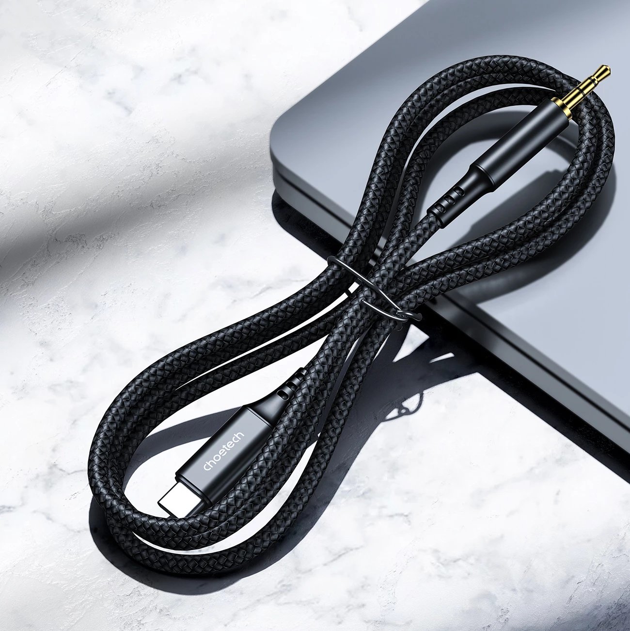 Kabllo audio Choetech AUX006, USB-C në mini jack 3.5mm, 1m, e zezë