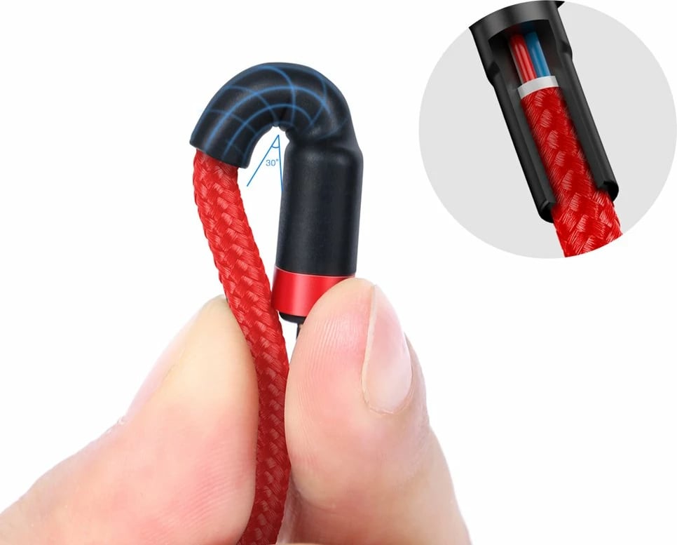 Kabllo USB-C Baseus CATKLF-H91, 2m, 60W, e zezë dhe e kuqe