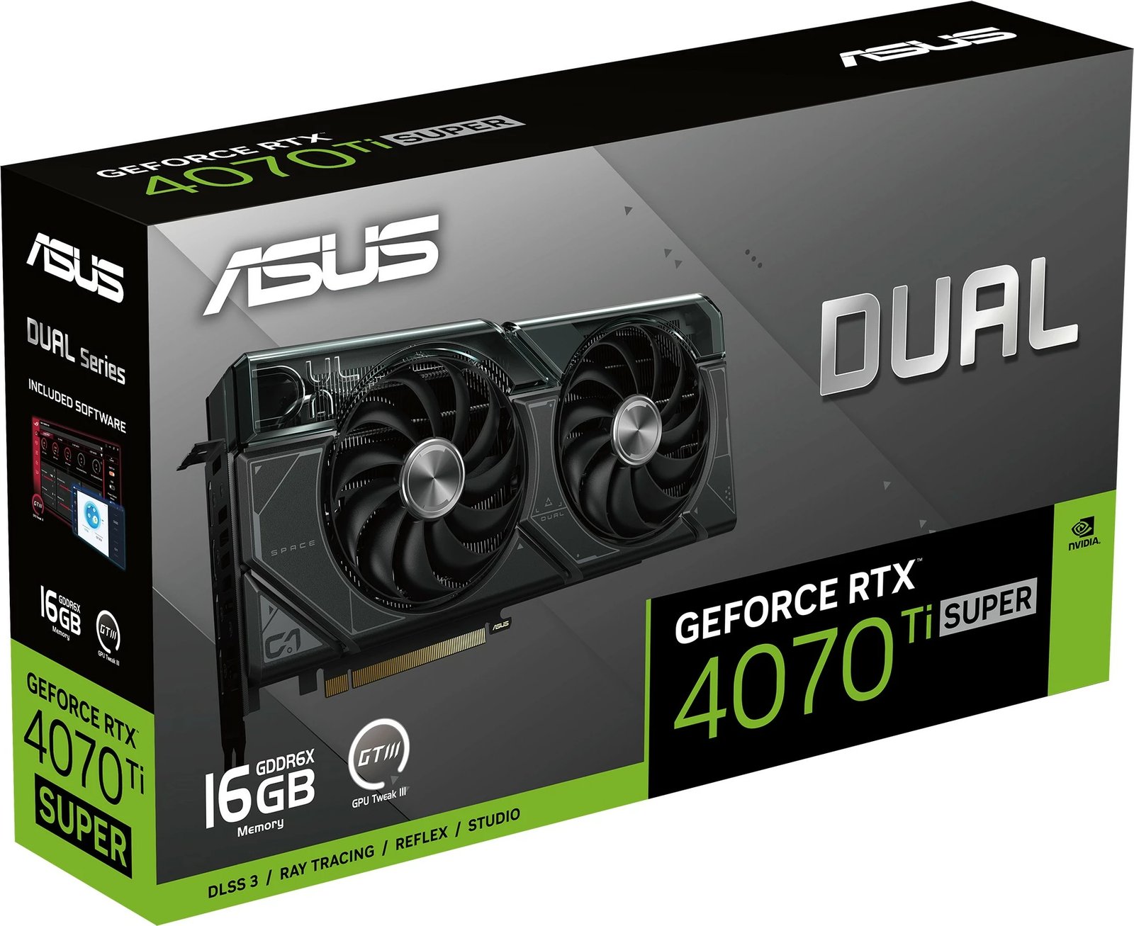 Kartelë grafike ASUS Dual -RTX4070TIS-16G, GeForce RTX 4070 Ti SUPER, 16 GB, GDDR6X, e zezë