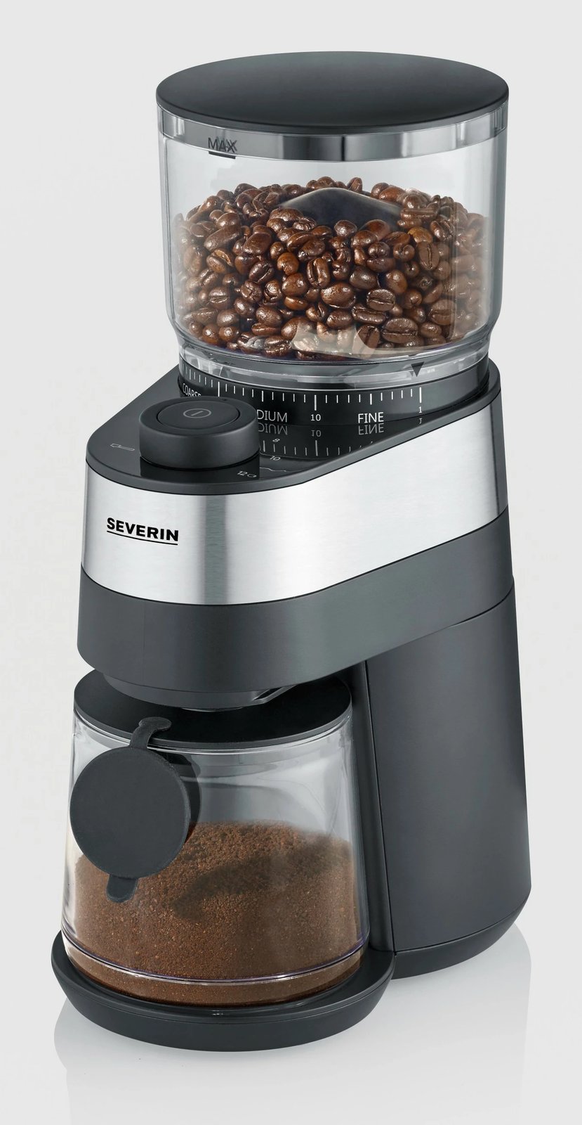 Mulli kafeje Severin KM 3880, 140W, rregullim bluarje, inox/zi