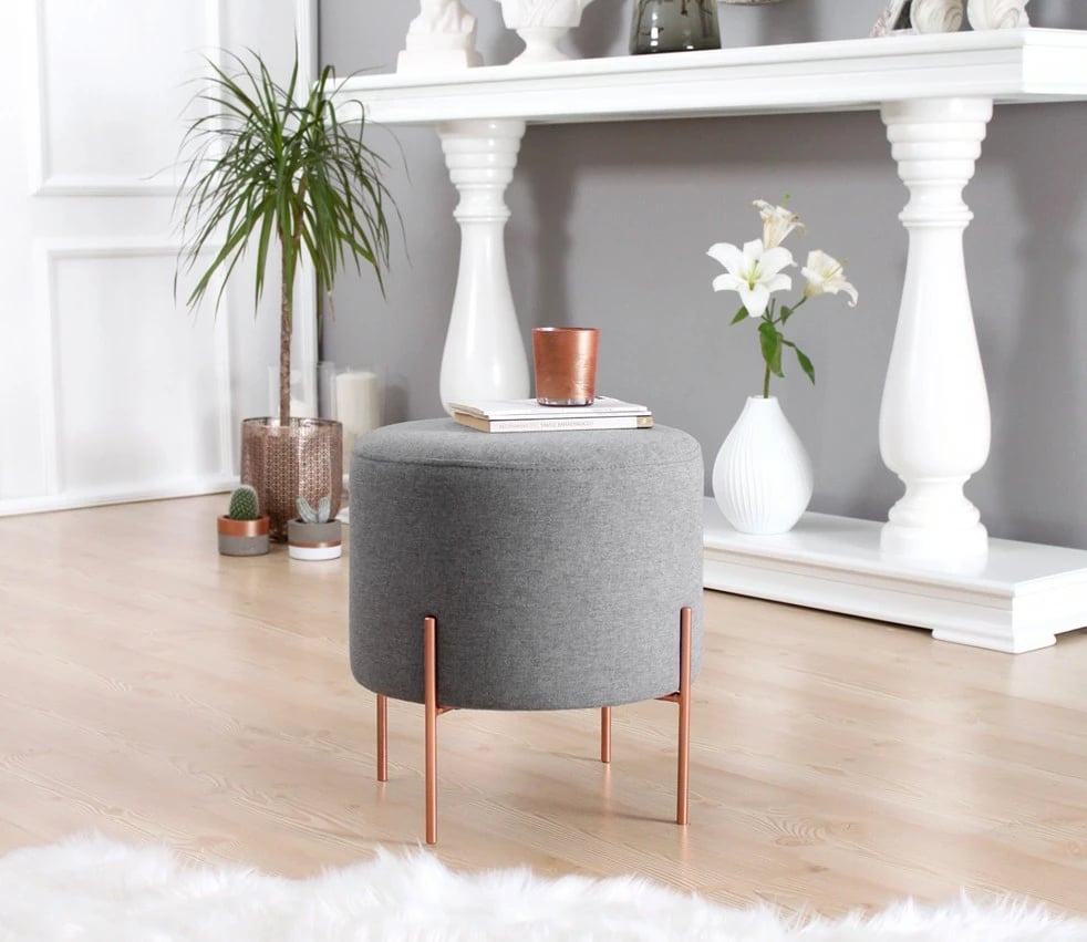Puf Atelier del Sofa, ngjyrë gri, këmbë bakri, 42x40cm