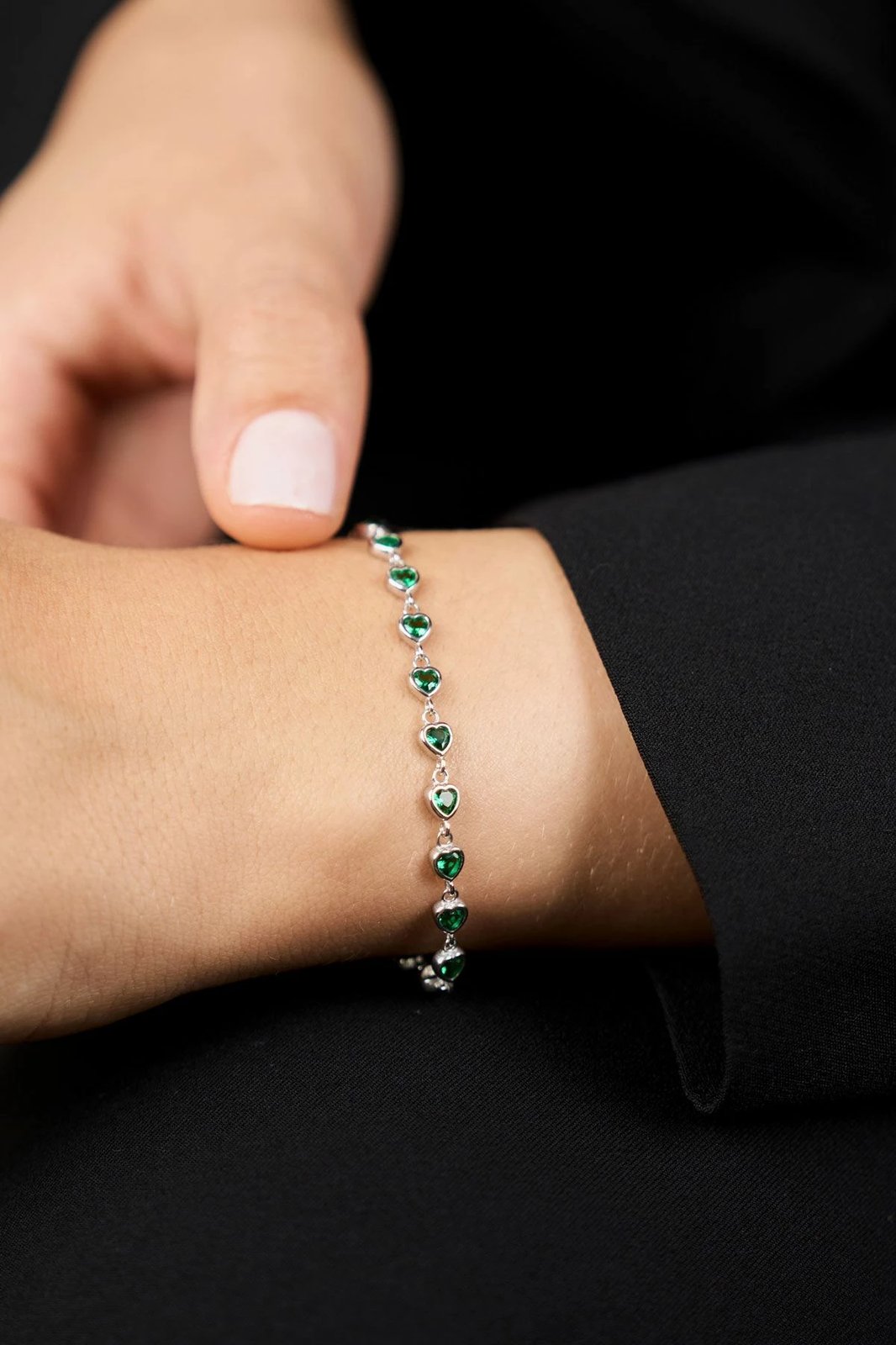 Byzylyk argjendi me gurë të gjelbër Elika Silver, ELKYS60422