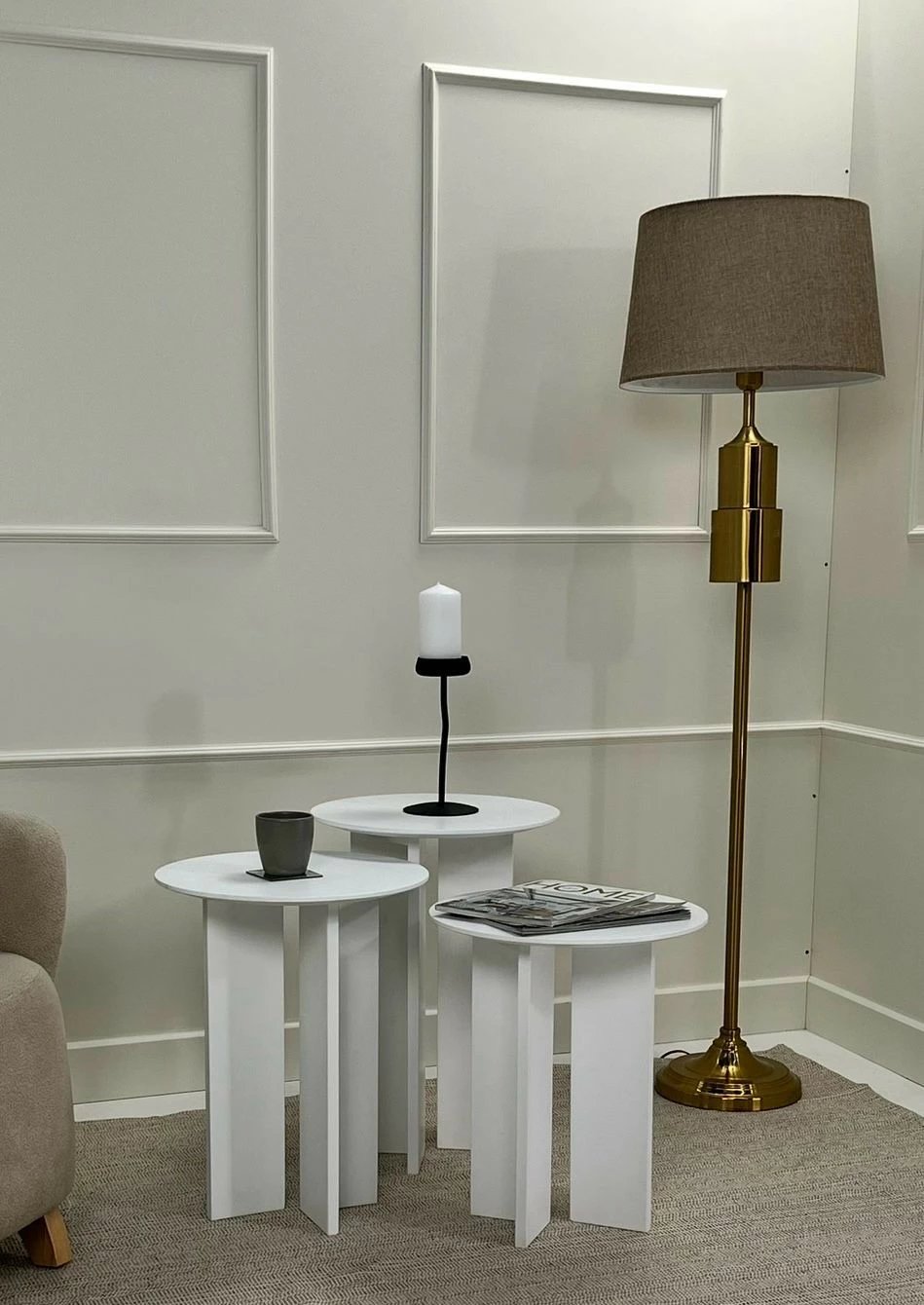 Set tavolinash kafeje Skye Decor, Leo (55 + 50 + 45) - e bardhë