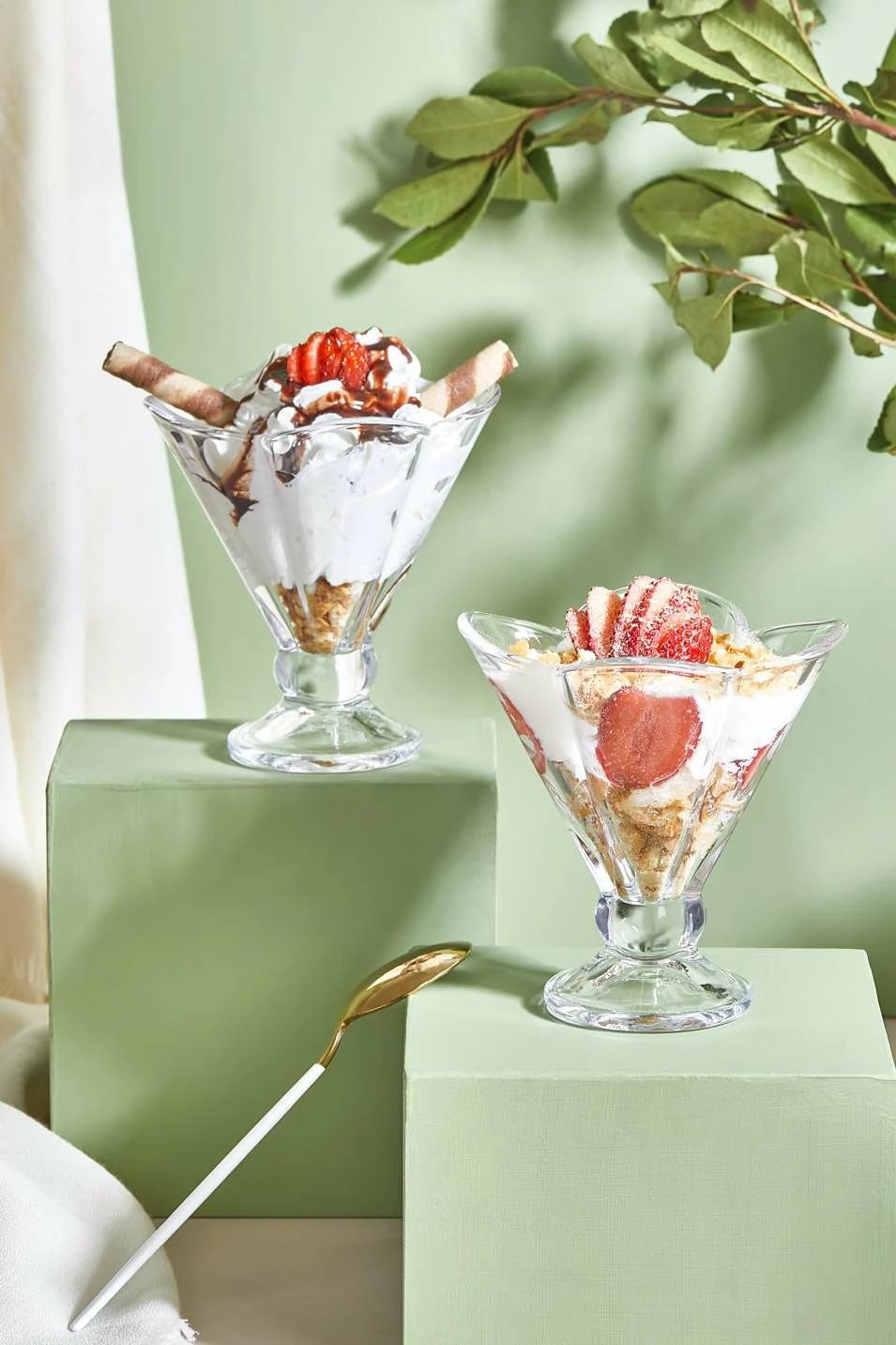 Set gotash akulli për ëmbëlsira, qelq transparent, Hermia, Orion (2 copë)