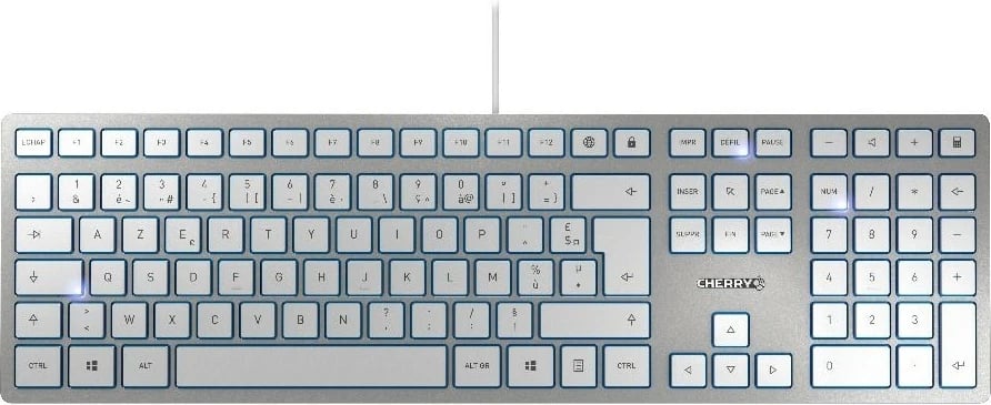 Tastierë Cherry KC 6000 SLIM, layout belg, slim, me kabllo, gri/bardhë