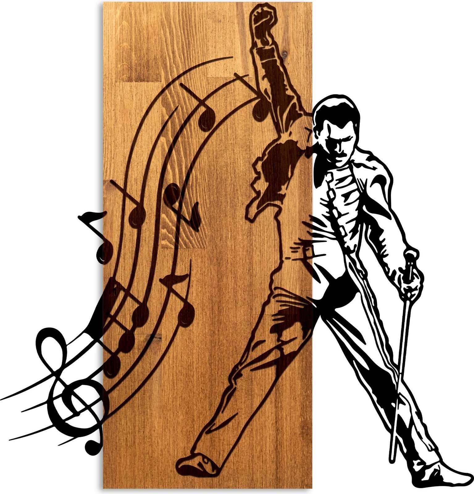 Aksesor dekorativ muri prej druri dhe metali, Wallity Mercury, ngjyrë arre dhe e zezë