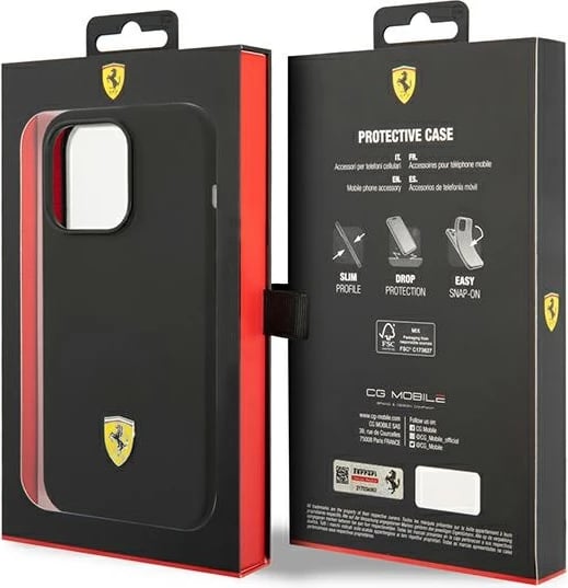 Mbështjellës Ferrari FEHCP14LSIBBK për iPhone 14 Pro 6.1", silikon, Metal Logo, zi