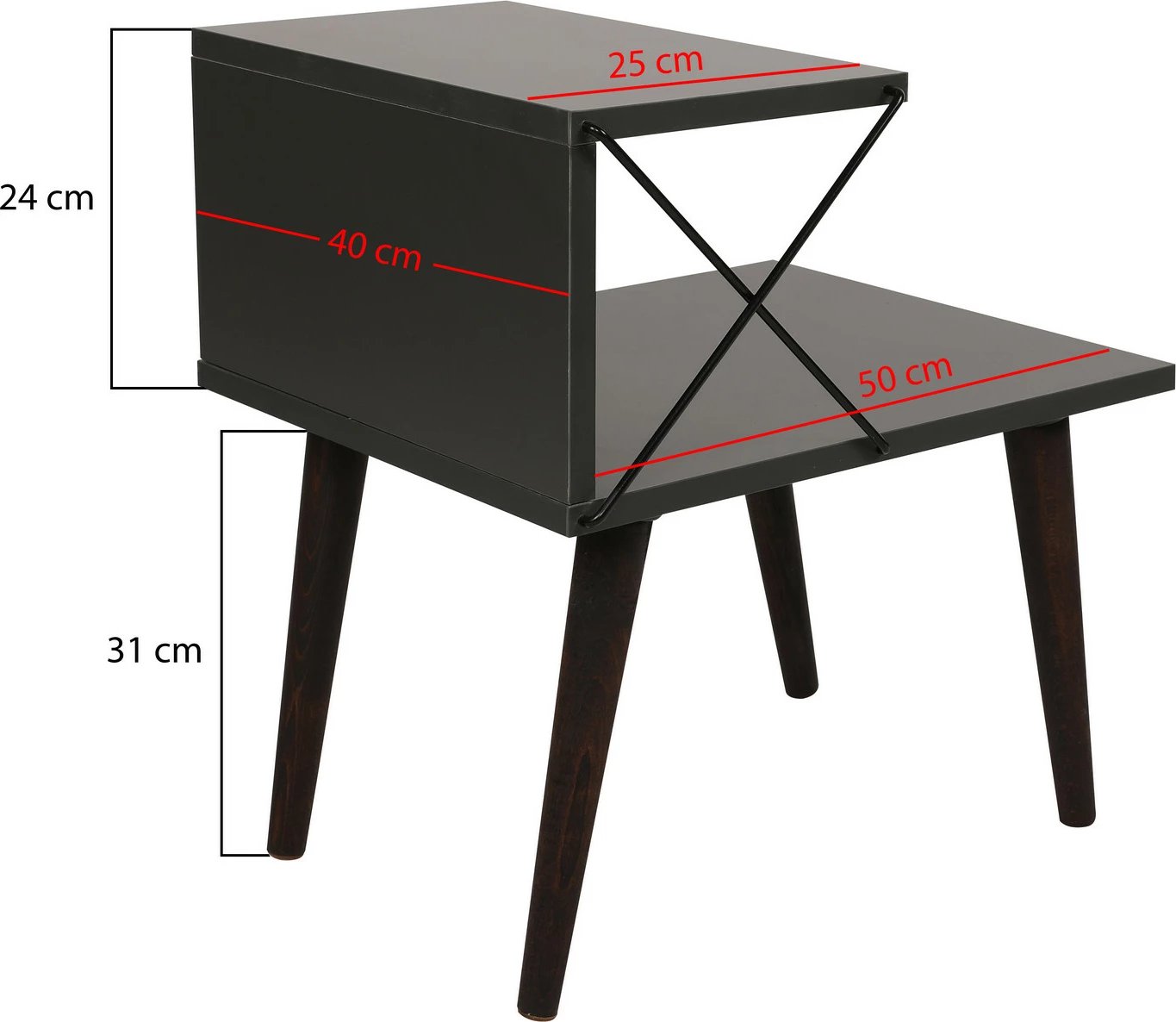Komodinë Hanah Home, Cross, ngjyrë antracit