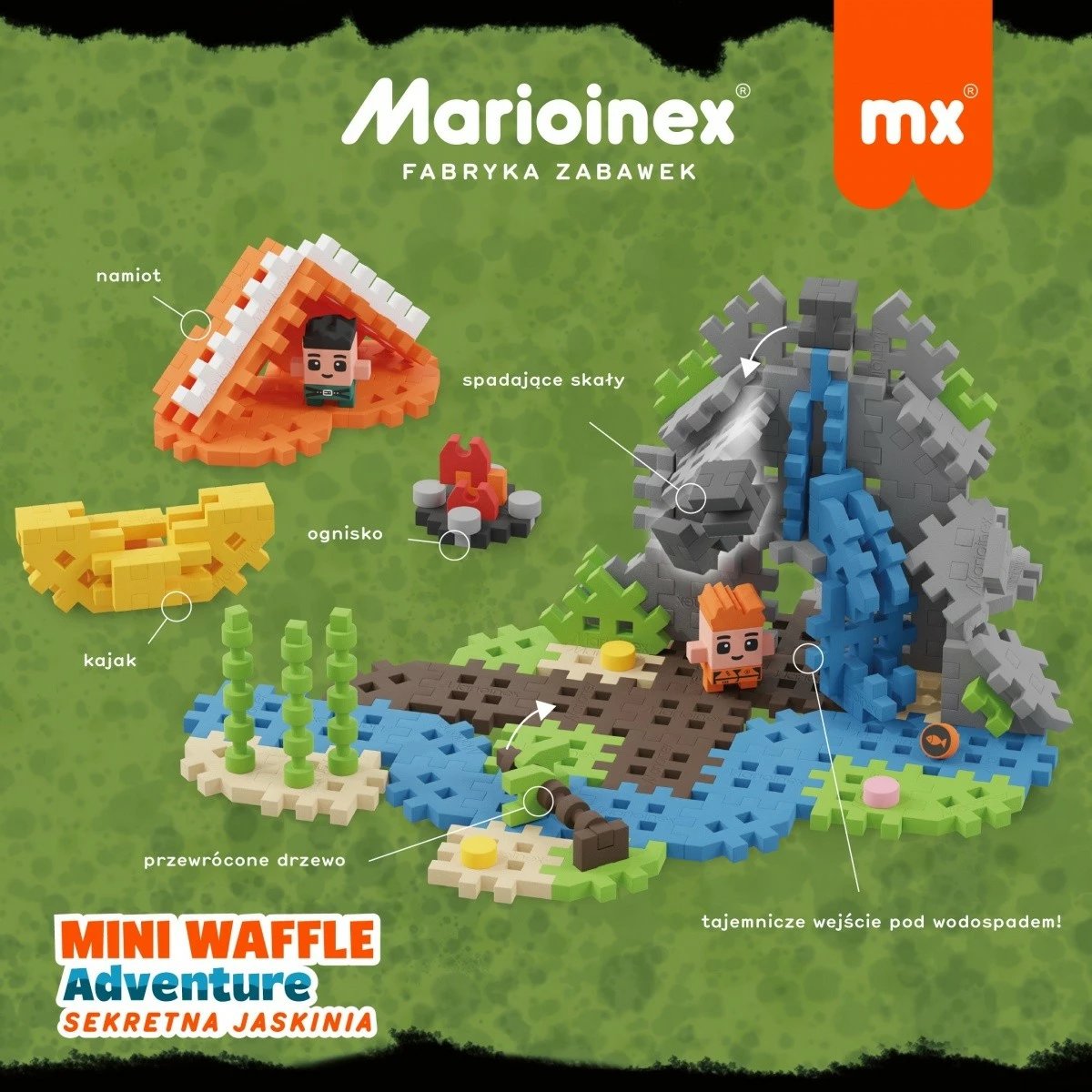 Set lodrash ndërtimi Marioinex Mini Waffle Secret Cave, 148 pjesë, me 2 figurina