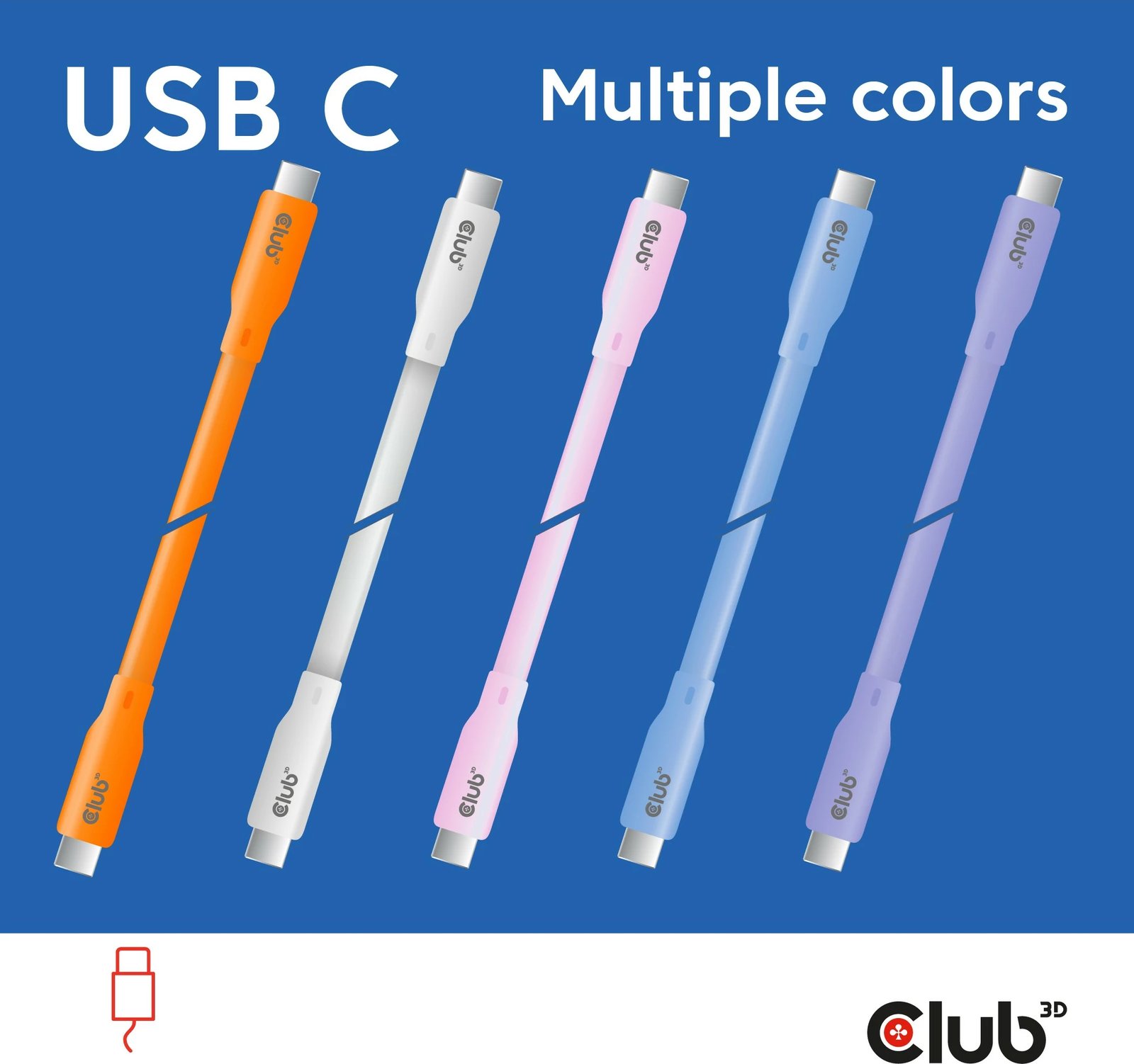 Kabllo USB-C Club3D Lifestyle CAC-3004, 2m, 240W, 20Gbps, lila