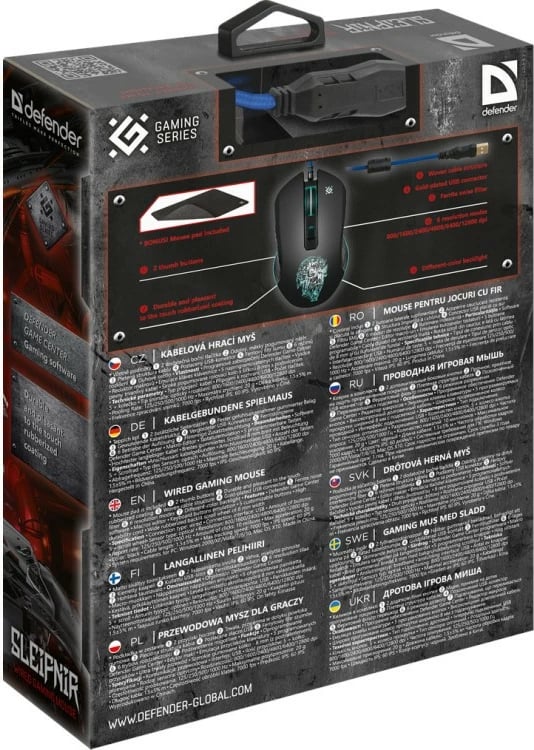 Maus gaming Defender SLEIPNIR GM-927, me tela, 12800 dpi, i zi, me mauspad