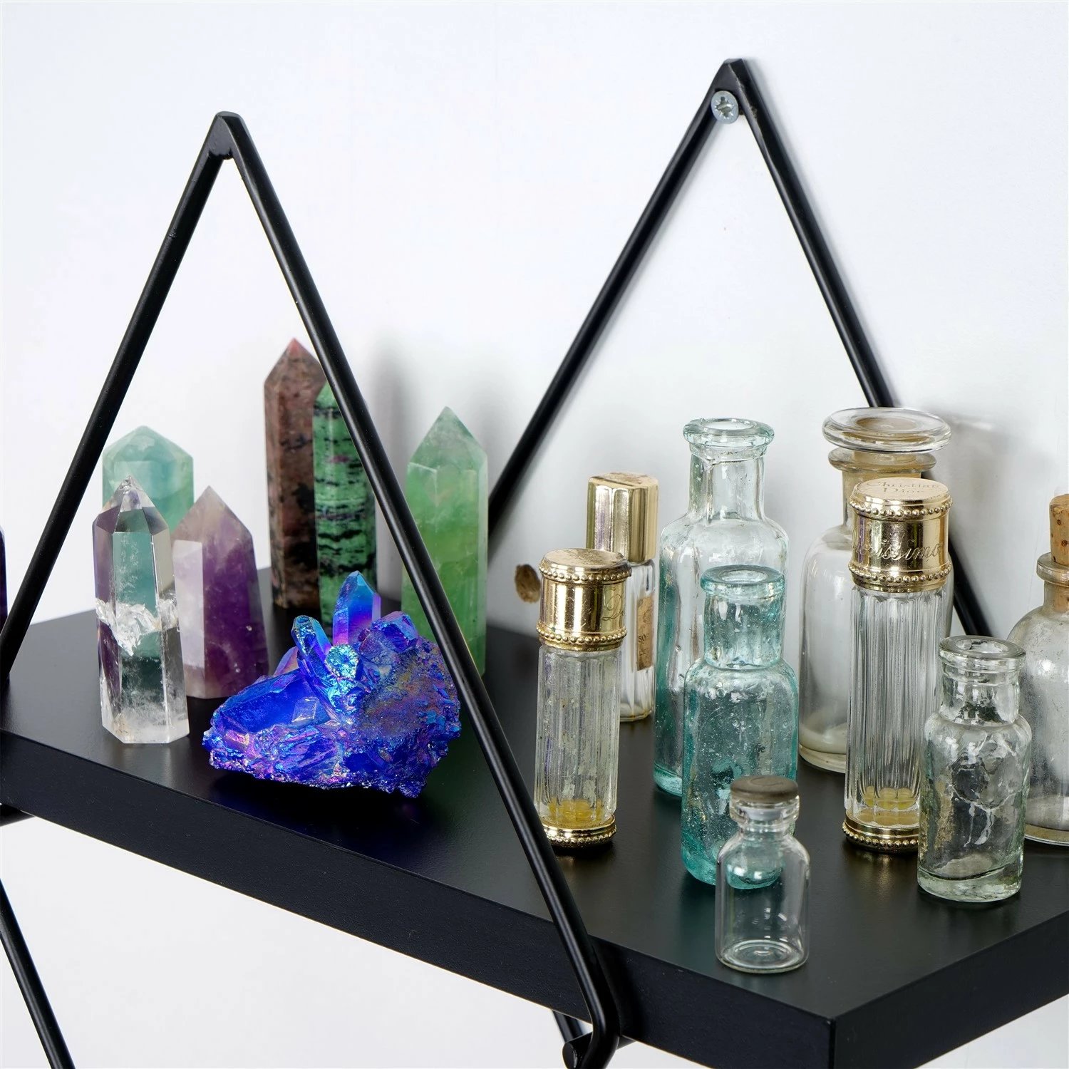 Raft dekorativ metalik për mur, Hanah Home, Wr058, 2 copë, ngjyrë e zezë