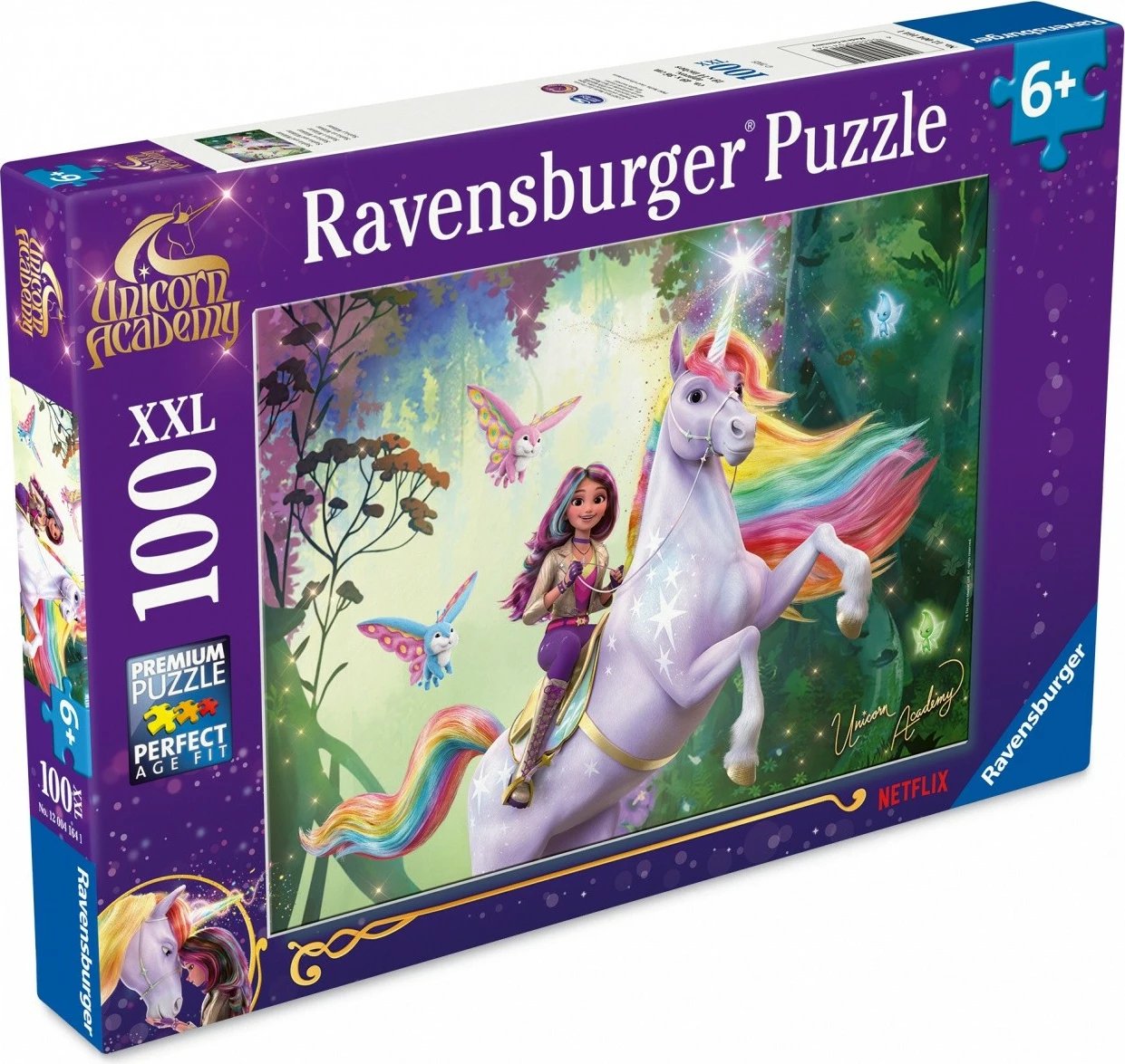 Puzzle XXL për fëmijë Ravensburger Unicorn Academy, 100 pjesë, shumëngjyrësh