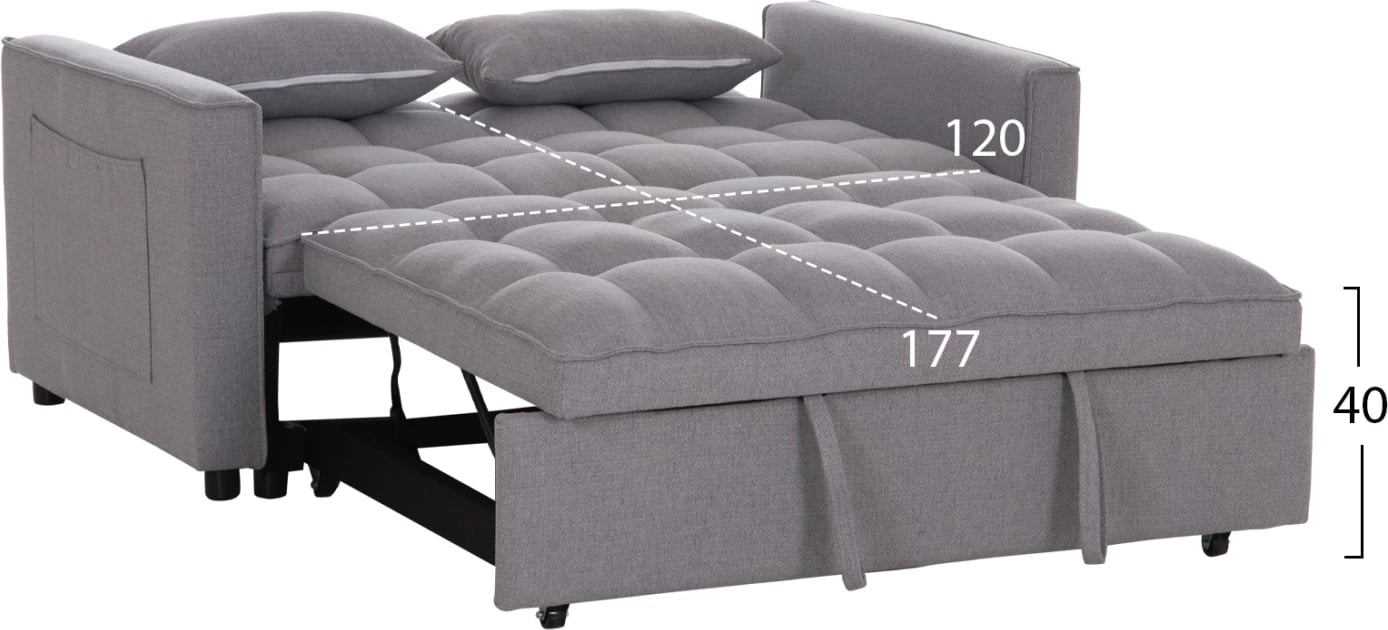 Krevat divan dy ulëshe BORG, material gri, FH3289.11, 142x94x78cm