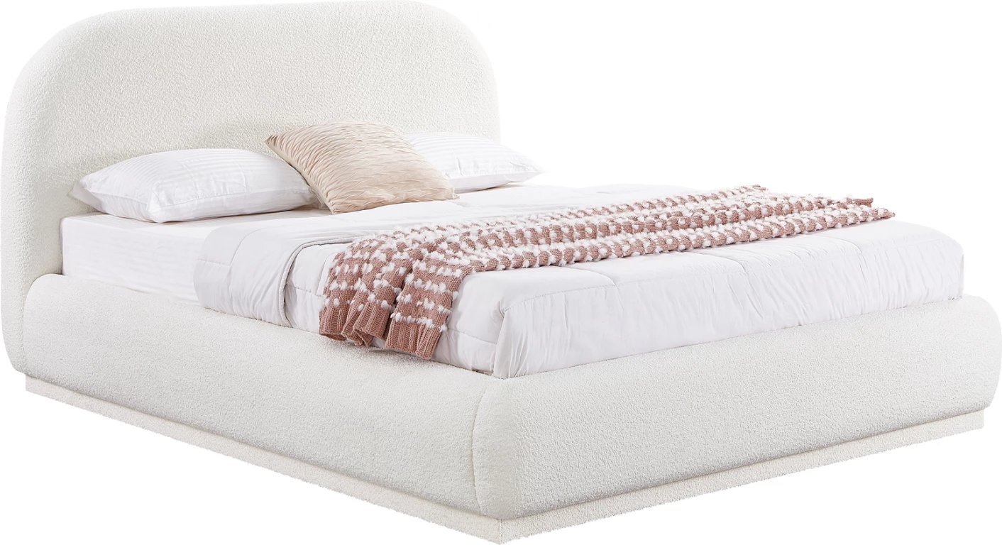 Krevat dopio me hapësirë për depo, stof CHENILLE i bardhë, NOCTIS CD726.02, dyshek 160x200cm