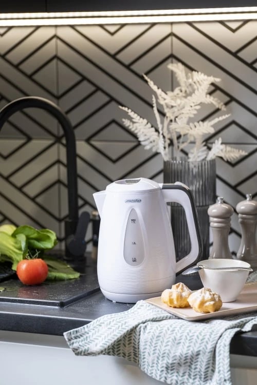 çajnik elektrik, Adler Mesko, MS1261, 1.7 L, 2200W, plastikë, i bardhë/gri