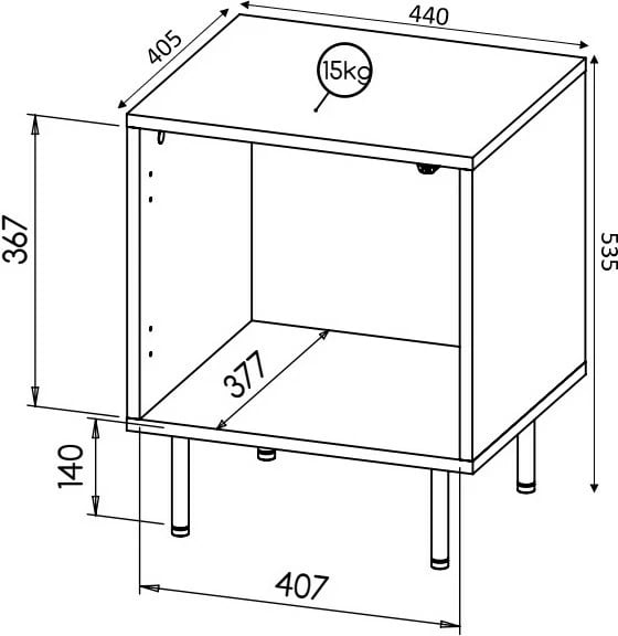 Komodinë Cama Mable Hole, 44x40.5x53.5 cm, e bardhë/mat