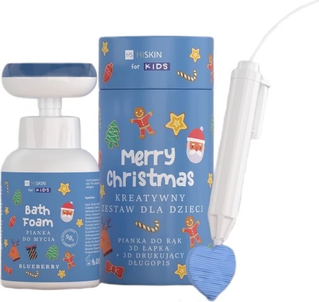 Set kreativ për fëmijë HiSkin Merry Christmas me shkumë larëse boronicë 300ml dhe laps 3D, unisex