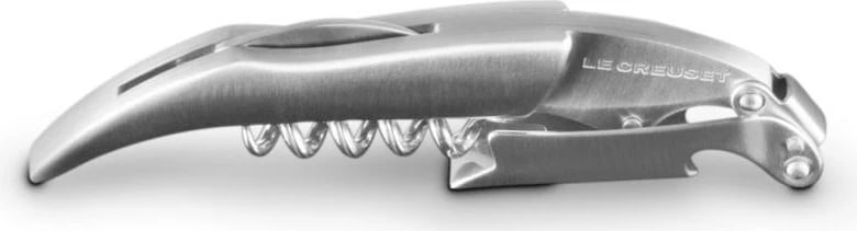 Tirbuson kamarieri, Le Creuset, WT-100 WT100, çelik inoks, mekanizëm hapjeje një-hapëshe me prerëse folie dhe hapëse shishe, dorezë ergonomike, e zezë