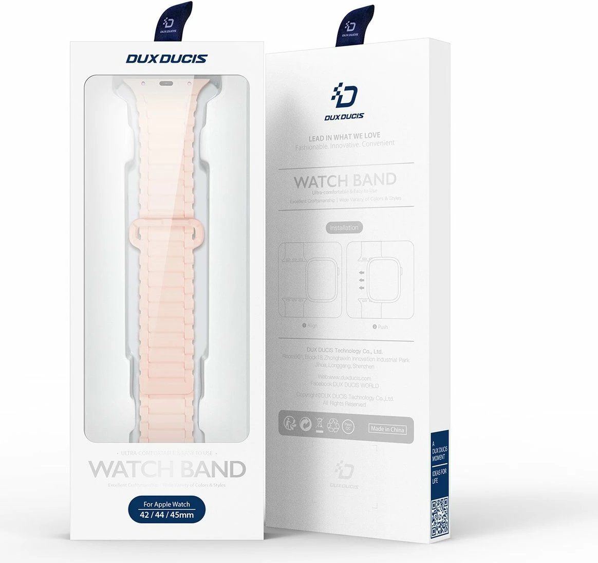 Rrip silikon Dux Ducis Armor për Apple Watch Ultra, SE, 9, 8, 7, 6, 5, 4, 3, 2, 1 (49, 45, 44, 42 mm), rozë-lejla