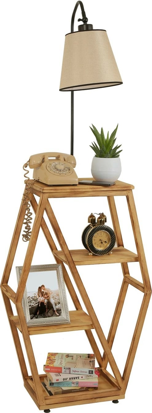 Llambë dyshemeje Opviq, ngjyrë wicker, me raft librash, 8526-4