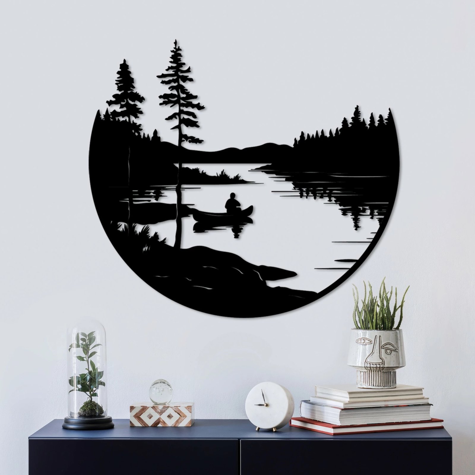 Aksesor dekorativ metalik për mur, Wallity, Solo, ngjyrë e zezë, 54x60cm