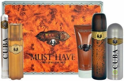 Set Eau de Toilette për meshkuj Cuba Original Gold, 100ml + 35ml + deodorant 200ml + xhel dushi 200ml + aftershave 100ml