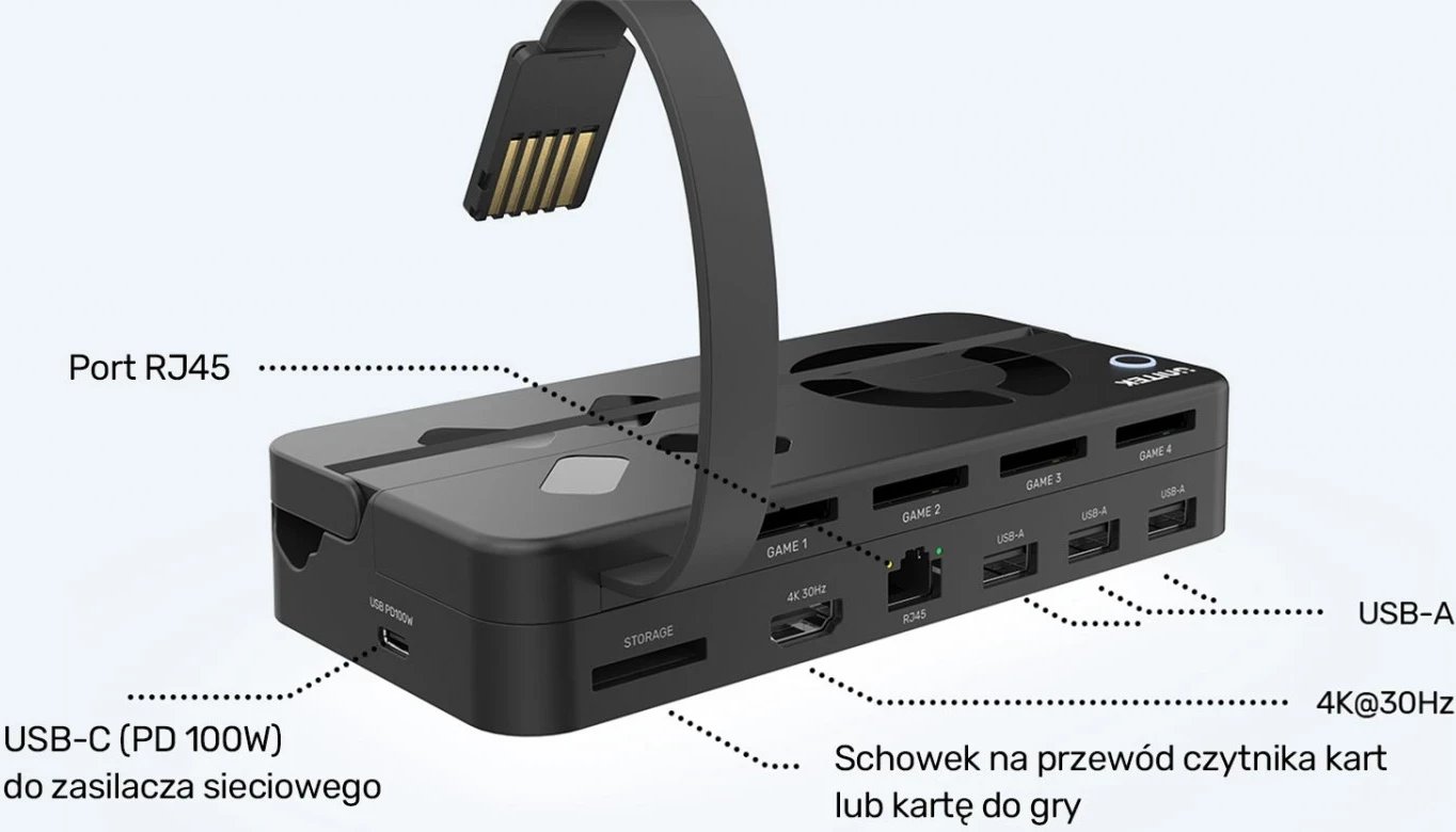 Stacioni i dokimit për Nintendo Switch Unitek, 100W 4K, i zi Stacioni i dokimit për Nintendo Switch Unitek, 100W 4K, i zi