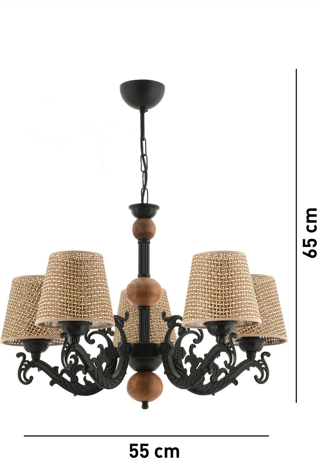 Llambë qendrore Opviq Fiona Hazeran, dru, e zezë, e bardhë, natyrale