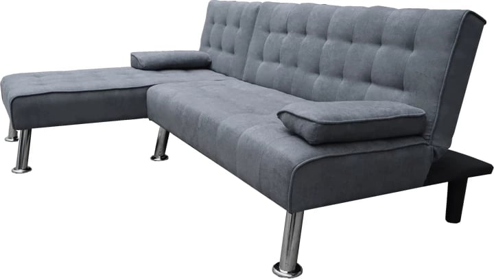 Kënd divan krevati, pëlhurë ngjyrë antracit, 200x146x75cm