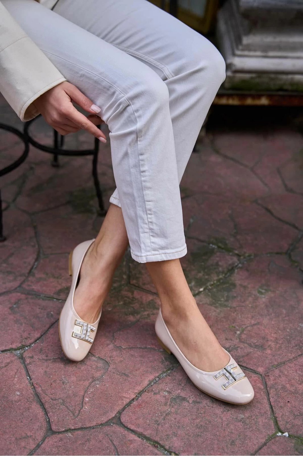 Balerina për gra, ngjyrë bezhë, Jumeon, MK1340024YR20-002, nr. 38