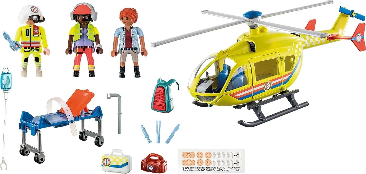 Set lodrash Playmobil City Life Rescue Helicopter 71203, 48 pjesë