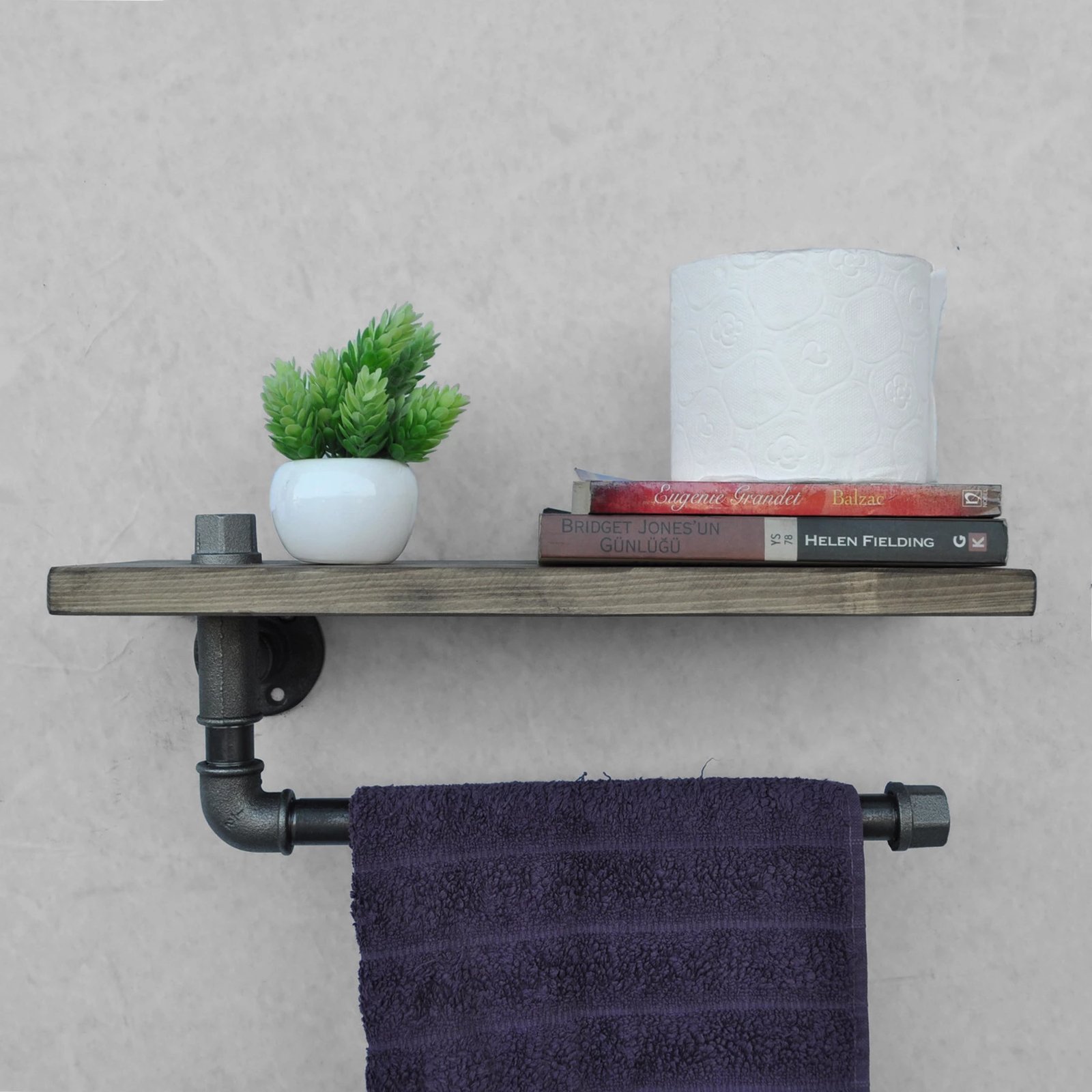 Raft muri me tub, ngjyrë e zezë dhe arre, Hanah Home, Boruraf035