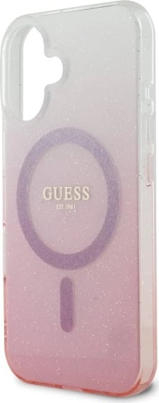 Mbështjellës Guess Glitter Gradient MagSafe për iPhone 16 Plus, Rozë Mbështjellës Guess Glitter Gradient MagSafe për iPhone 16 Plus, Rozë