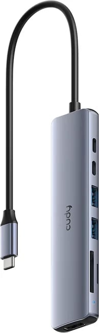 Hub USB-C 7-në-1, HDMI 4K, SD/TF, USB-A/USB-C, UH407, Gri