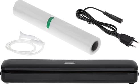 Sealer vakumi, Mesko 4492, 95W 12L/min, gjerësi qese deri 28 cm, 2 moda Dry/Moist, e zezë, set me rul 28cm x 3m + zorrë