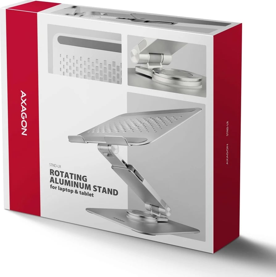 Mbajtës laptopi AXAGON STND-LR, alumini, rrotullues 360°, i rregullueshëm, Silver