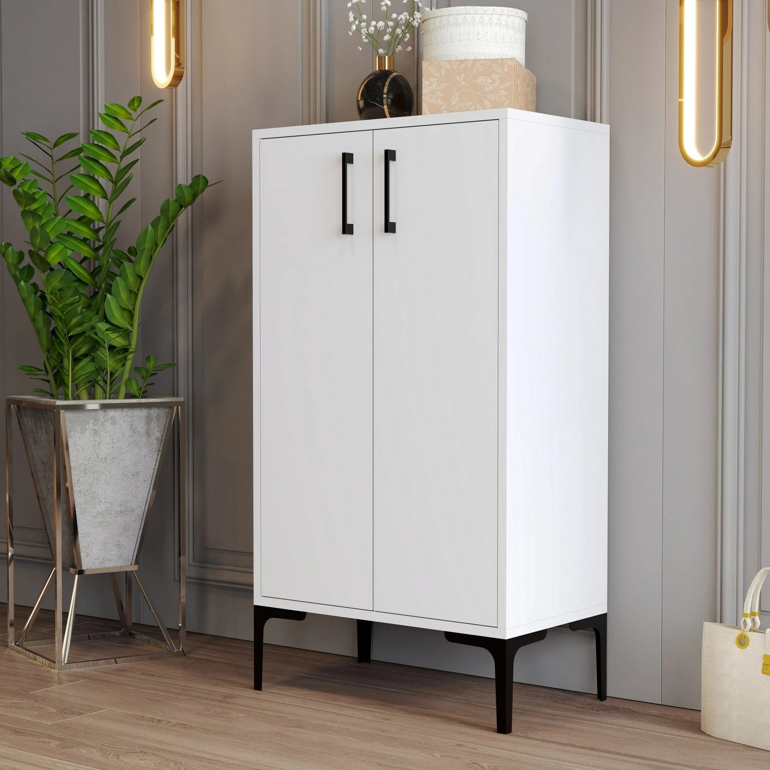 Dollap këpucësh Hanah Home, Prag, i bardhë