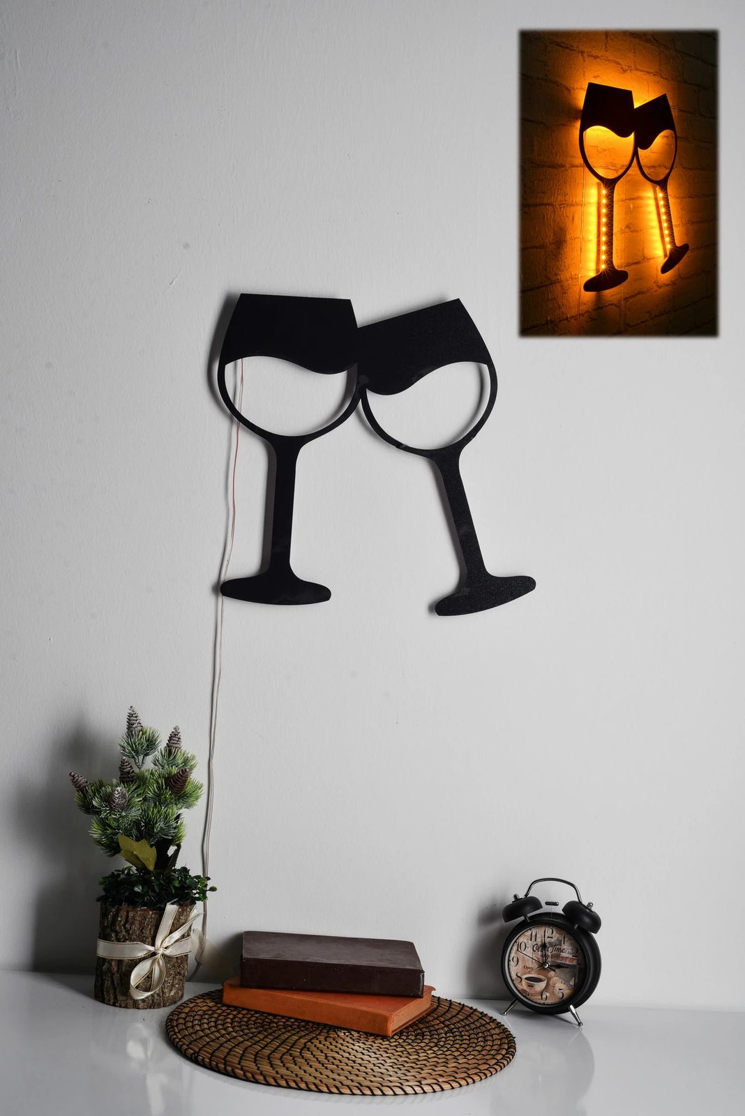 Dritë dekorative LED për mur, gota vere, e verdhë