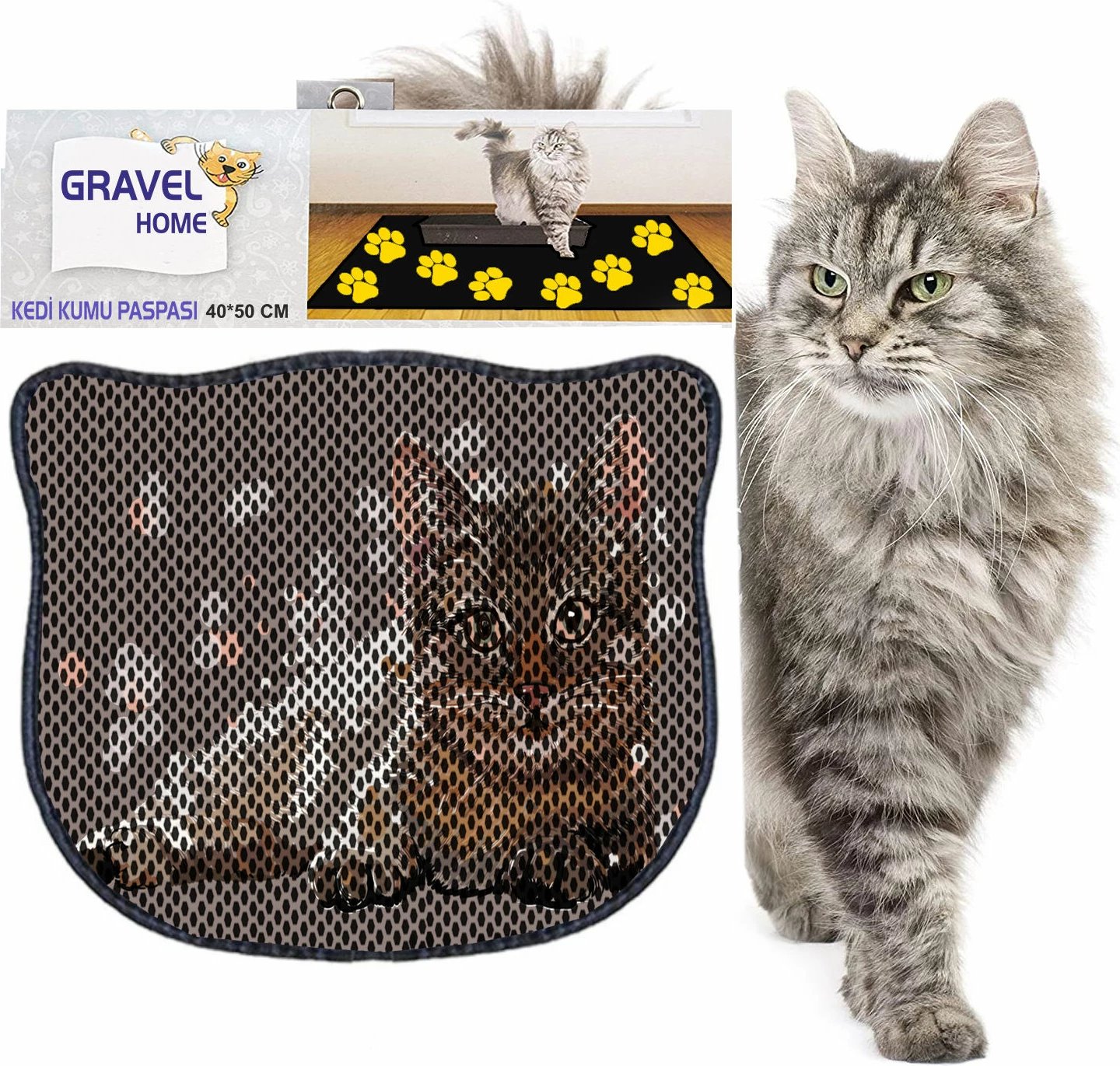 Tapet për rërë mace, shumëngjyrësh, Paws & Whiskers, Kdkafa0125, 40x50cm