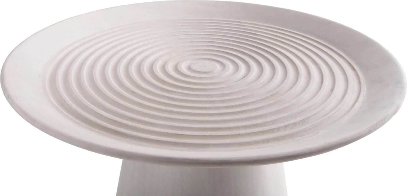 Tavolinë anësore e rrumbullakët ROSS FH9708 dru mango i fortë, ngjyrë e bardhë, Φ45x48H cm