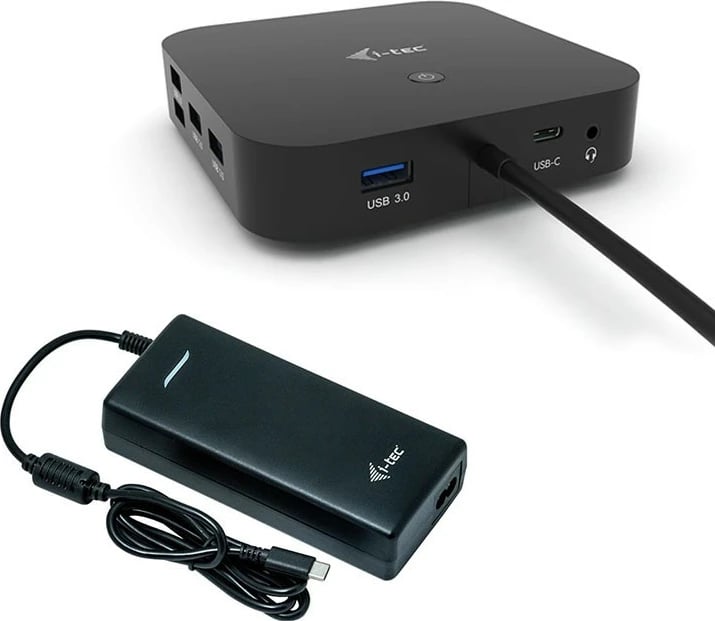 Kasë i-tec USB-C Dual Display Docking Station, Power Delivery 100W, me karikues universal 112W, e zezë