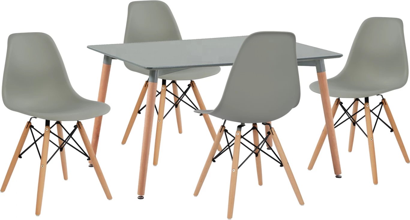 Set tavoline ngrënieje 5 pjesë Tavolinë Minimal me karrige Twist Gri FH10229.10 120x80x73 cm