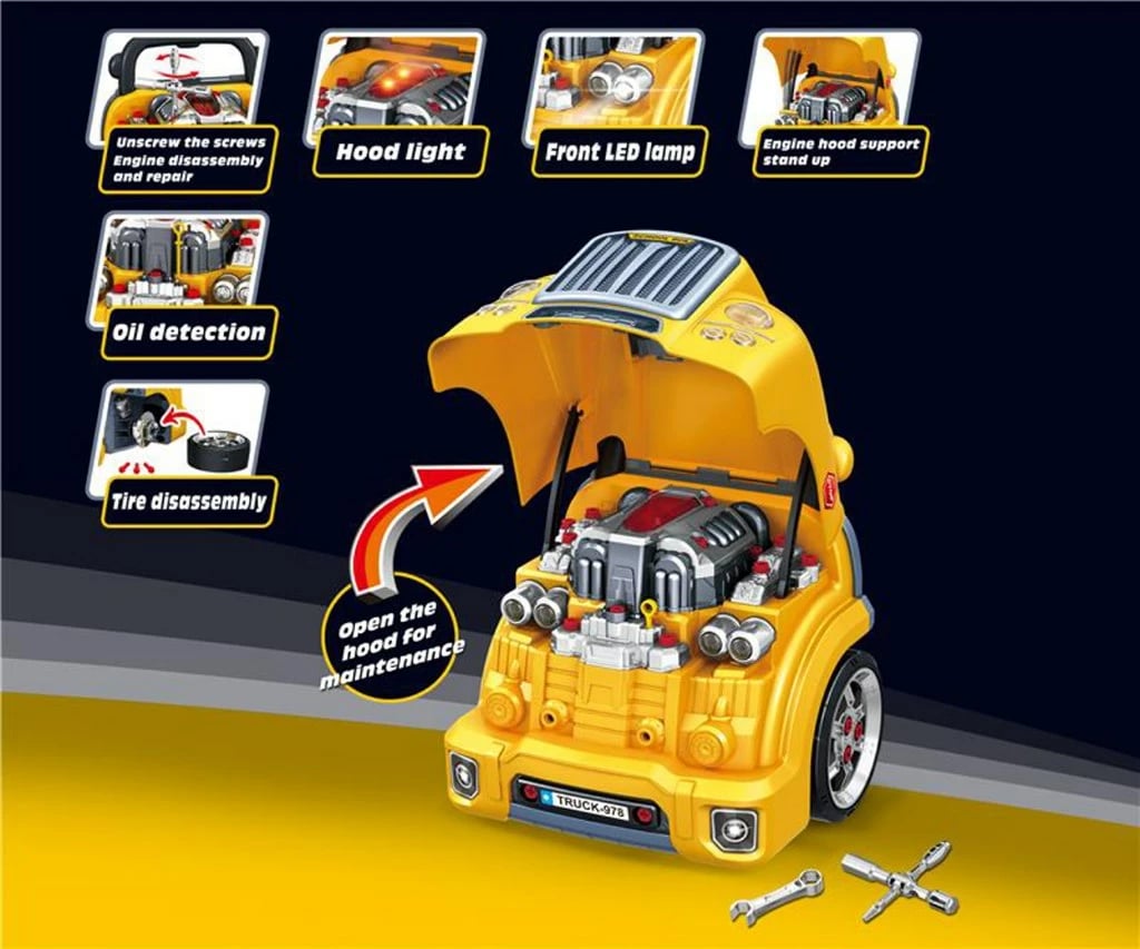 lodër edukative mekaniku, Milly Mally N-GINE, 56 pjesë, efekte dritë/tingull, 3xAA, 3+, e verdhë