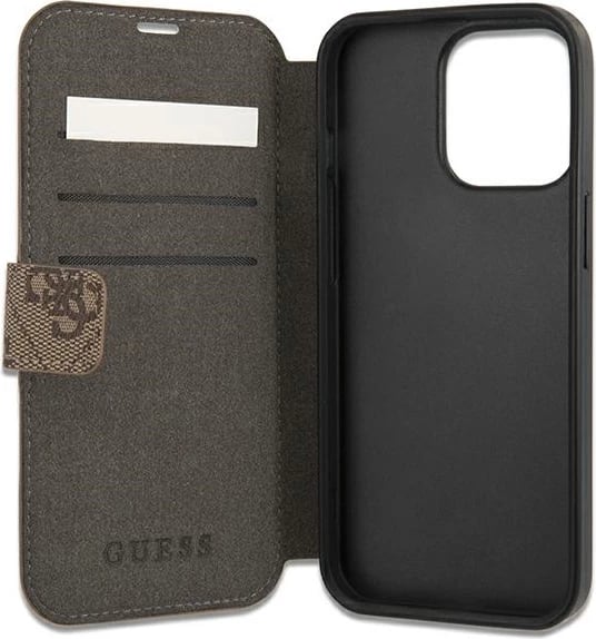 Mbështjellës Guess GUBKP13X4GMGBR për iPhone 13 Pro Max 6.7", bookcase, kafe