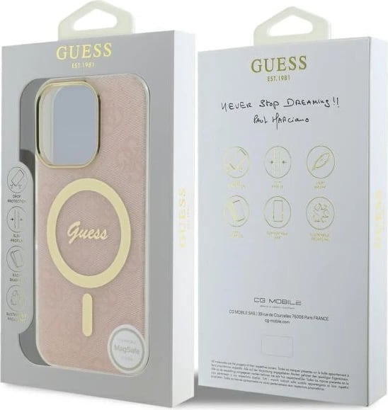 Mbështjellës Guess IML 4G MagSafe për iPhone 16 Pro Max, Rozë