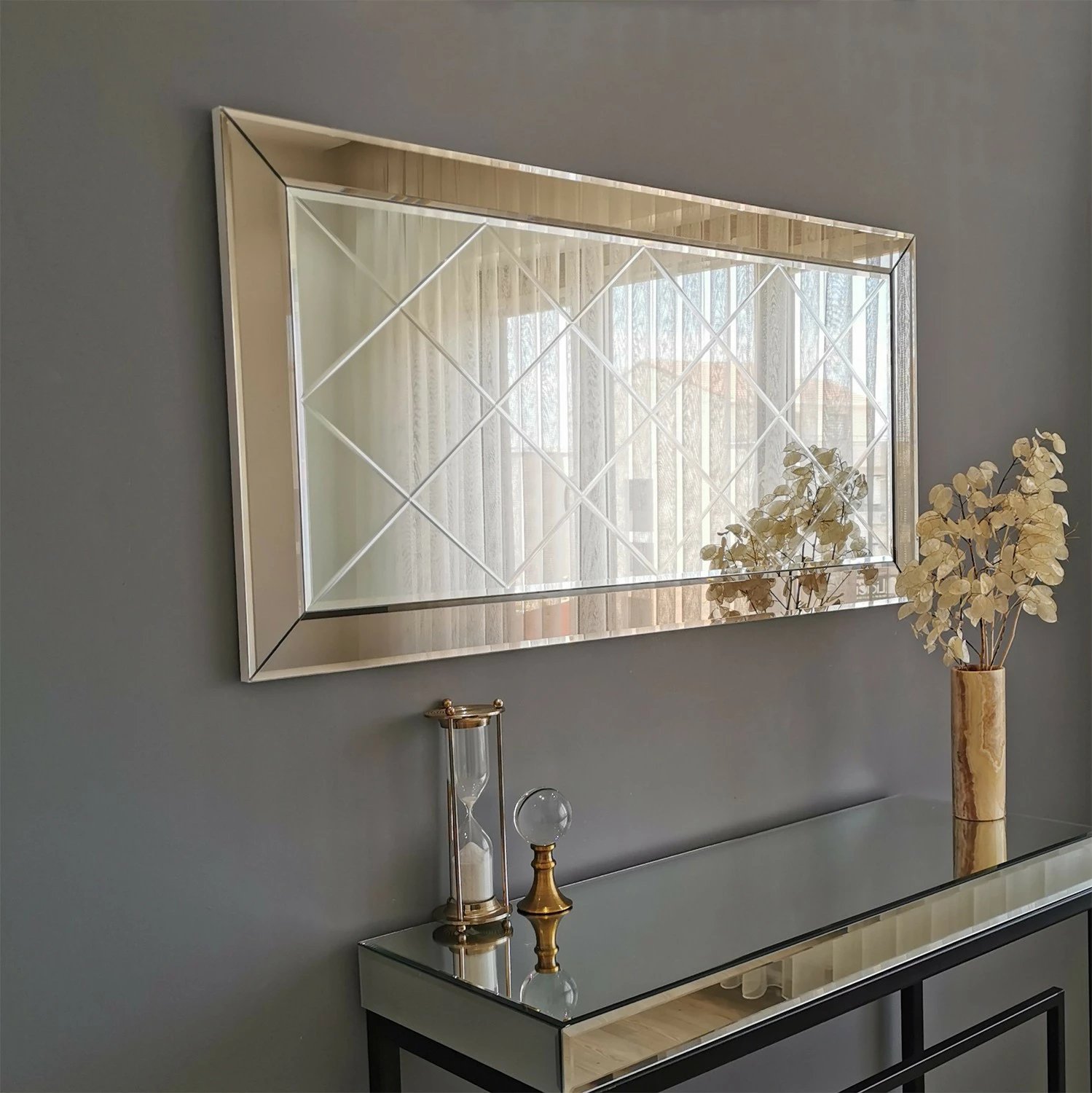 Pasqyrë Hanah Home, A330Y, ngjyrë argjendi, 130x65cm