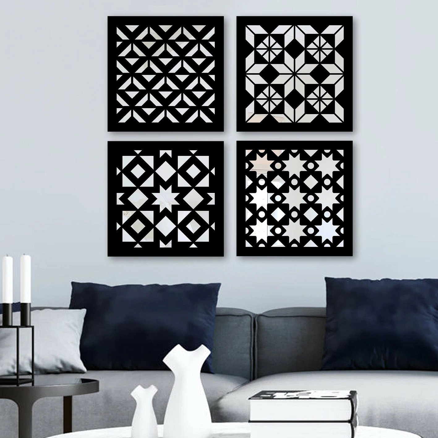 Set pasqyrash dekorative (4 copë), Wallity, SHY1508840039